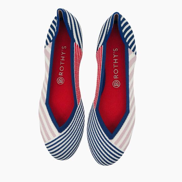 Rothy’s Pink Mixed Stripe Flat Unicorn Women’s Size 11.5 - Picture 2 of 9